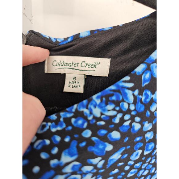 Coldwater Creek Womens Sz 6 Maxi Dress Sleeveless Blue Black Print - Picture 3 of 4